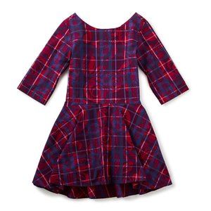 NWT Girl's Tea Collection Culzean Castle Tartan Dress Floral Print 1/2 Sleeve 2T